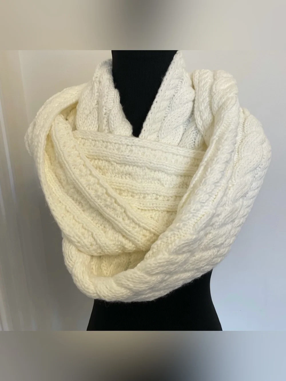Michael Kors Cream Cable Knit Infinity Scarf